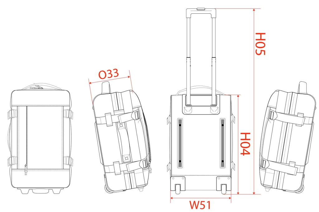 diseño técnico maleta trolley